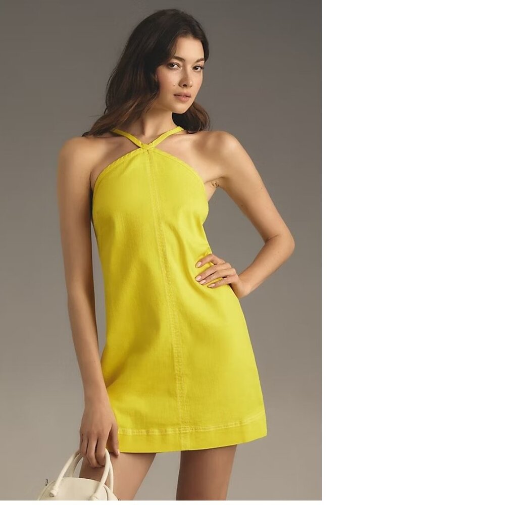 Anthropologie Yellow Halter Mini Dress